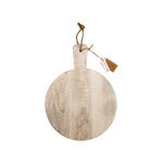Rustic Accents Wood Cutting Board Round w/Handle & Rope Hanger 10"x13.5"x0.50"H