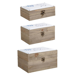 Modern Home Wood Box w/Metal Lid Set/3 Nested 6x4x2"H, 7x5.5x3.5"H, 8.5x6.5x4.5"H