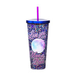 Spoontiques Moon & Back Insulated Cup, Straw Double Wall Construction Plastic 32oz