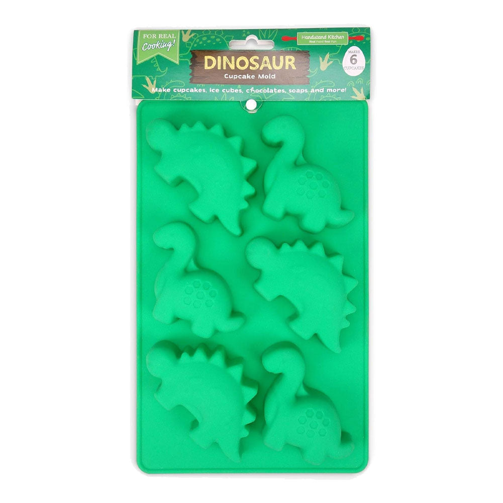 Handstand Kitchen Dinosaur Buddies Green T-Rex Stegosaurus Silicone Cupcake Mold