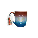 Silver Heart w/Circle Of Stars Red, White & Blue Ombre Ceramic Mug 12oz