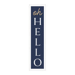Oh Hello Navy w/White Trim Wall Decor MDF 7.75"x0.45"x31.5"H