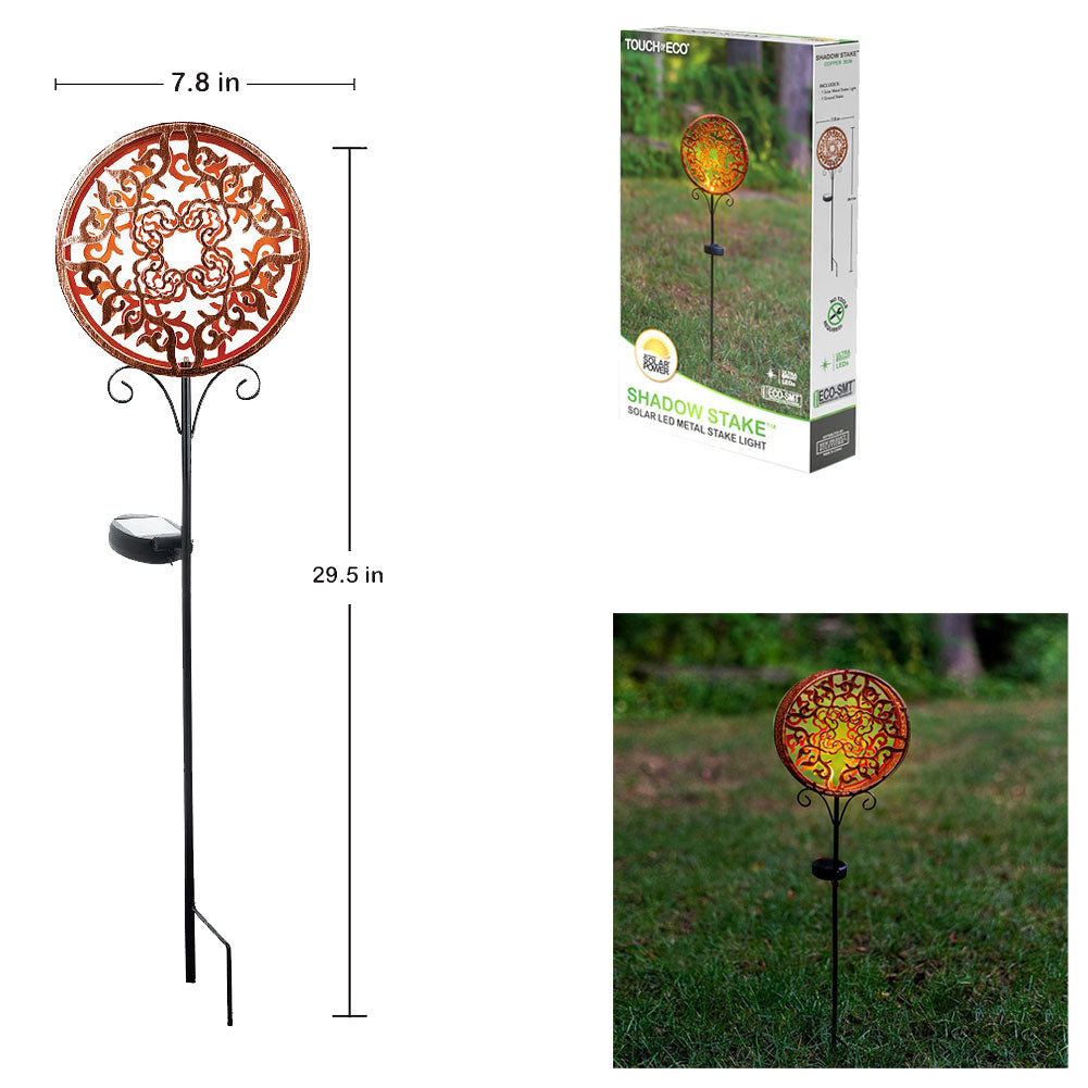 Touch Of Eco Shadow Solar Stake w/LED Color Box Metal 29.5"H