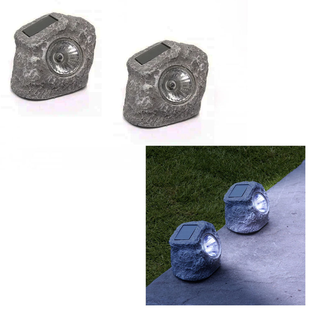 Touch Of Eco Solar LED Rock Light Set/2 Resin 3"x2.5"x2.5"H