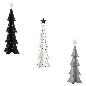 SET/3 Wood/Metal Tree Black & White 6.75"x18"H, 5.75"x16.5"H, 5"x14.5"H