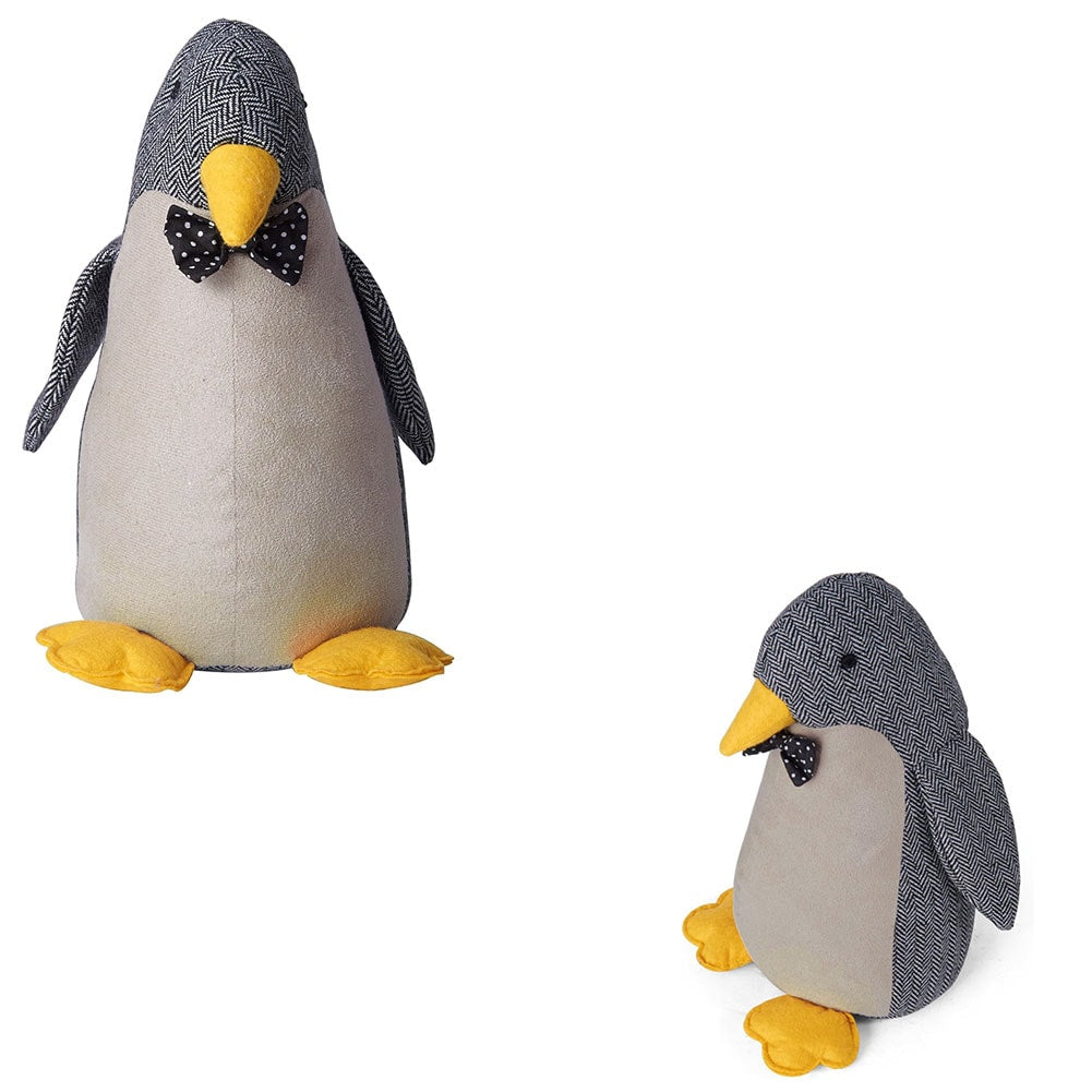 Decorative Door Stopper Penguin Polyester, Tweed Fabric 7"x7"x11"H