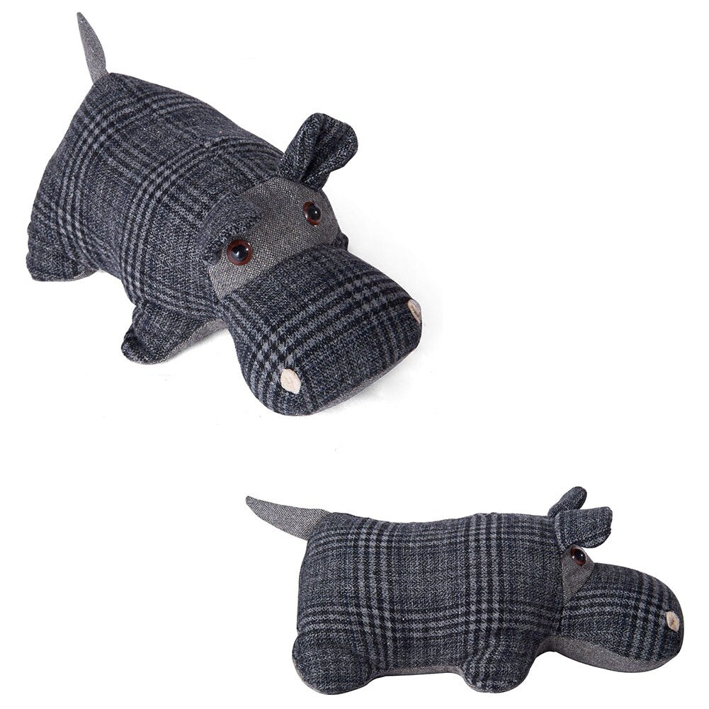 Decorative Door Stopper Hippo Grey Polyester, Fabric 11.25"x7"x5"H