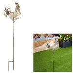 Accent Plus Iron Metal Silver/Gold Vintage Look Rooster Garden Stake 10"x35.5"H