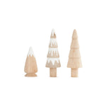 Wood Spun Trees w/White SET/3 2"Dx4"H, 2"Dx6.75"H, 2"Dx6.75"H