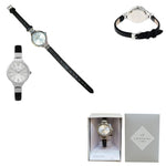 Silver Tone Ladies Watch w/Black Synthetic Strap