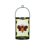 Glass Solar Light Up Lantern Honeycomb Metal/Plastic 3.5"x6x9.25"H
