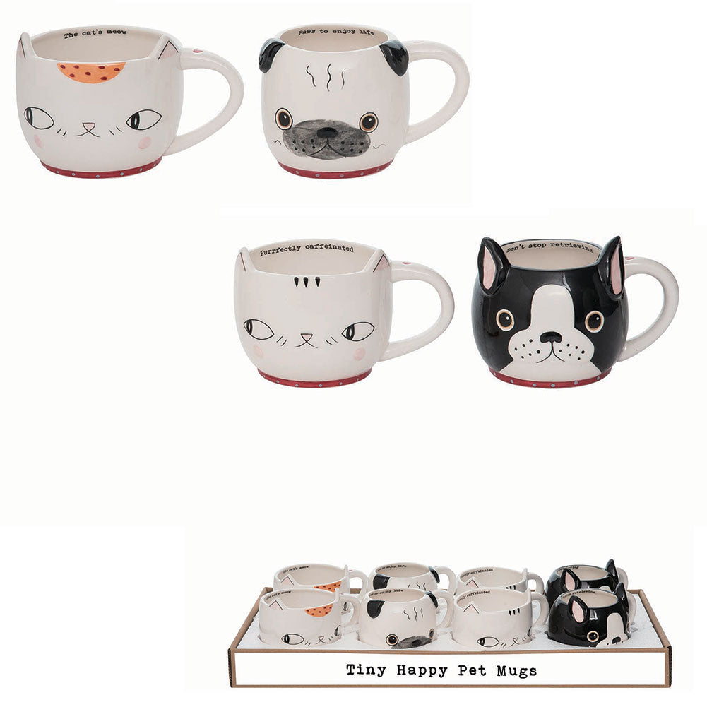 Tiny Happy Pet Mugs---4.25"x6"x3.35"H