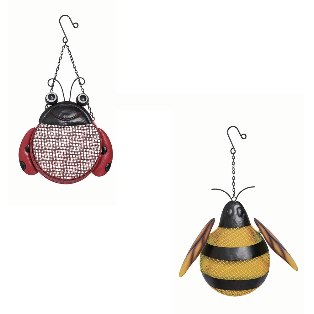 Metal Mesh Bug Birdfeeder 2 Pack-Ladybug and Bee-- 8.5"x13.75"H