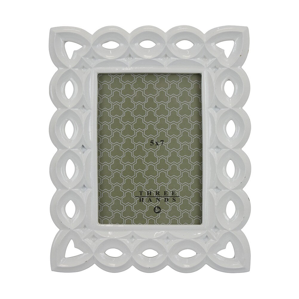 Table Top Picture Frame White, Resin, 8.2"x10"H, Holds 5"X7" Photo