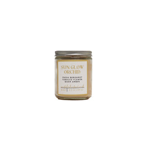 Jar Candle Sun Glow Orchid Fresh Bergamot Tobacco Flower, Warm Amber w/Lid 6.5oz