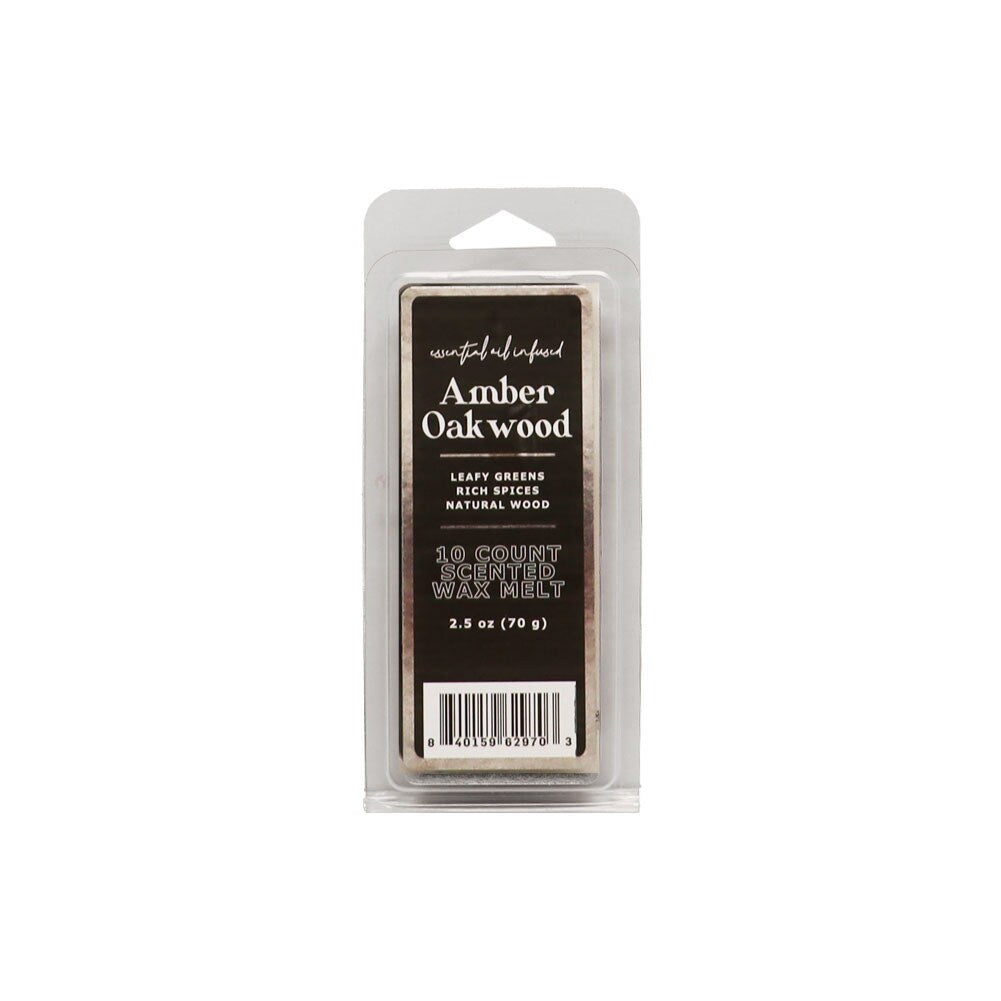 Amber Oakwood Wax Melt, Leafy Greens, Rich Spices, Natural Wood 2.5oz