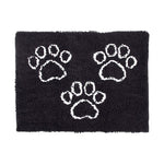 26"x35" Microfiber Chenille Pet Mat w/Paw Prints, Black, 100% Polyester