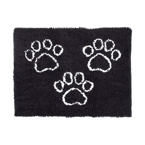 26"x35" Microfiber Chenille Pet Mat w/Paw Prints, Black, 100% Polyester