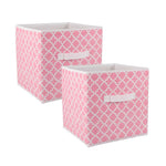 SET/2 Collapsible Square Poly Storage Cube Pink Lattice 11x11x11"H