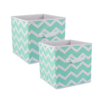 Non Woven SET/2 Collapsible Square Poly Storage Cube Aqua Chevron 11x11x11"H