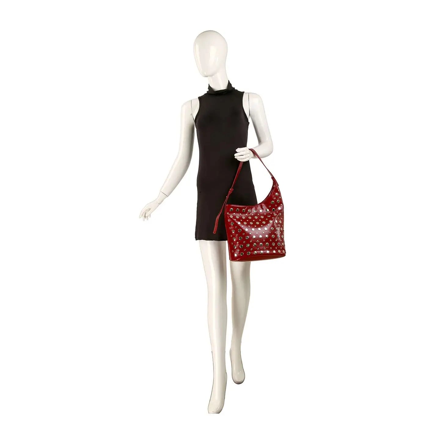 Patent Unique Hobo Design Handbag-Red
