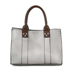 Accessorized Twist-Lock Handbag-Pewter