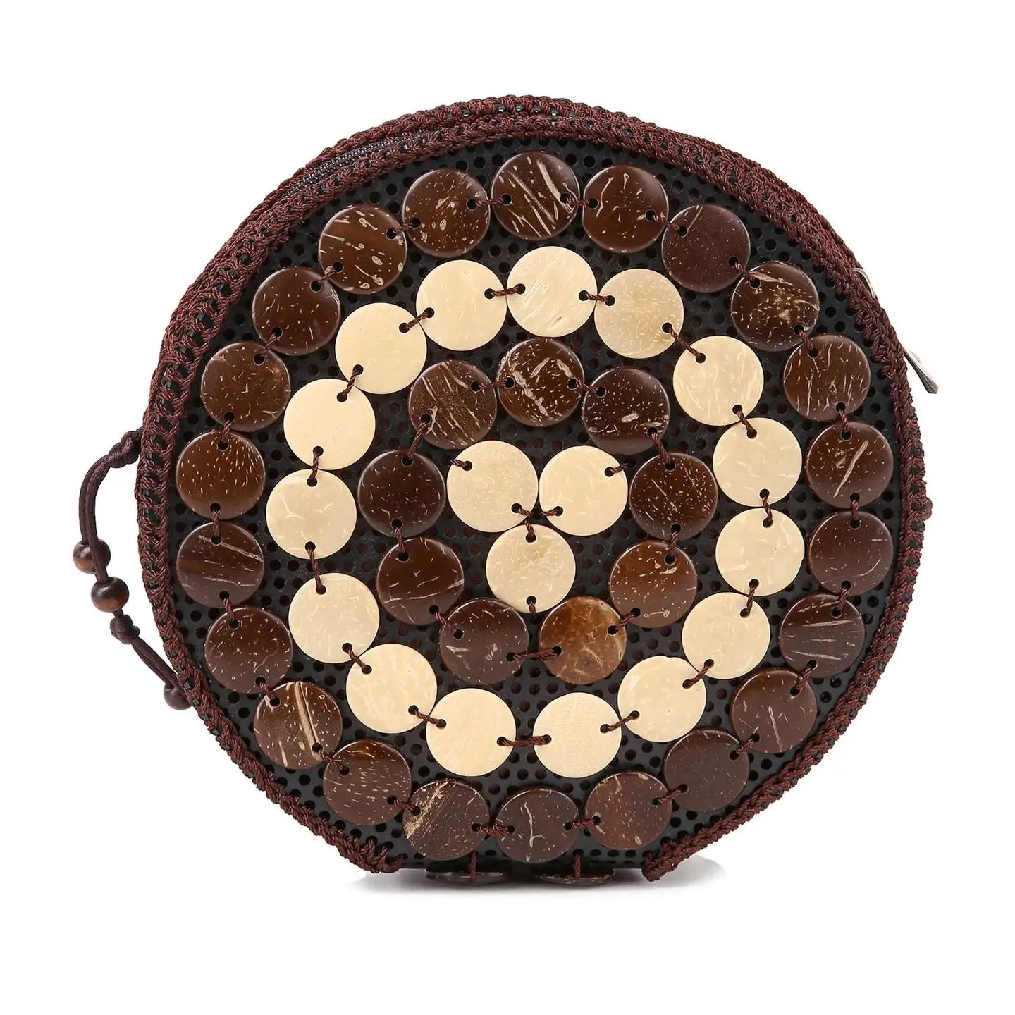 Decorative Round Shoulder Bag-Coffee