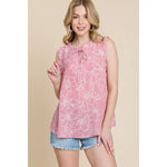 Plus Size Floral Bubble Yoryu Fashion Top-Pink