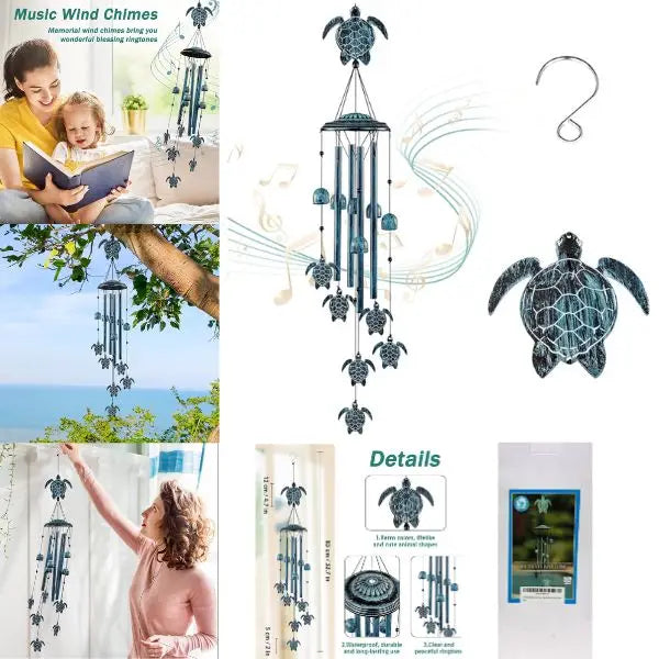 The Sea Turtle Wind Chime - Metal 28" Premium Wind Chimes