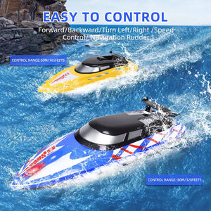2Pack RC Boat,20+/10+MPH Remote Control Boats with LED Light for Kids and Adults