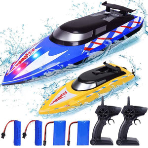 2Pack RC Boat,20+/10+MPH Remote Control Boats with LED Light for Kids and Adults
