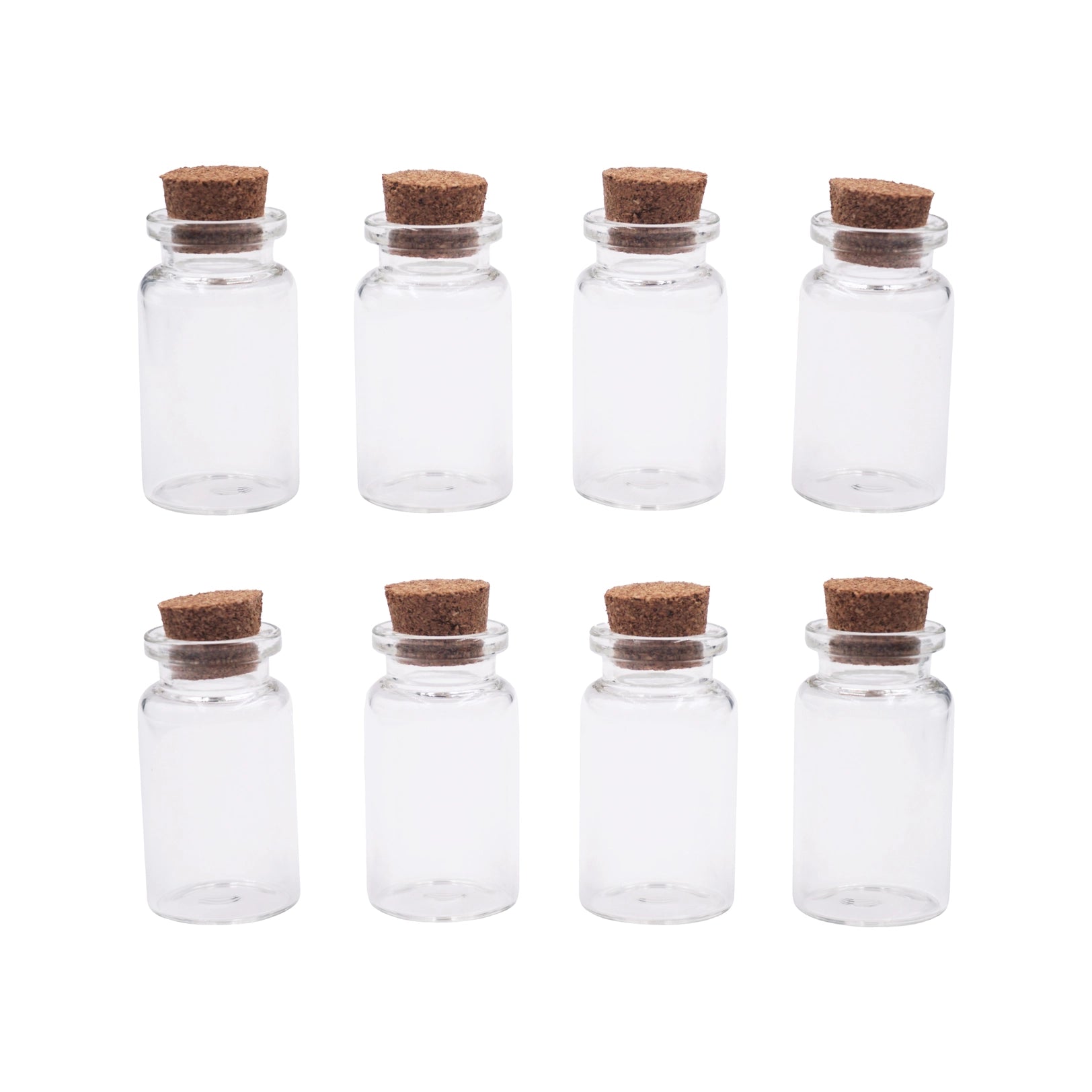 8ct Glass Bottle Containers with Cork Lid Size 0.87" x 1.57", 7ml
