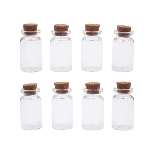 8ct Glass Bottle Containers with Cork Lid Size 0.87" x 1.57", 7ml
