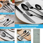 20PC Premium Quality Flatware Set - Black Set