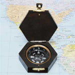 Wood Hexagon Box Compass