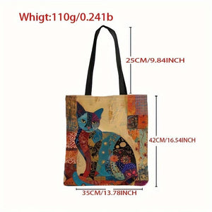 Whimsical Cat Canvas Tote Bag – 17 X 13.5