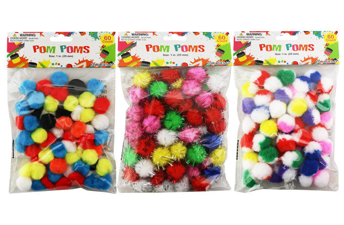 CHENILLE CRAFT POM-POMS (60 CT)