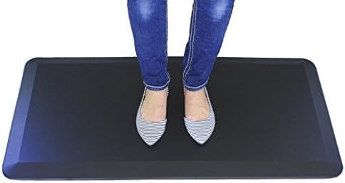 Black Anti Fatigue Kitchen Mat | Waterproof Floor Mats with Non-Slip Bottom for Home Kitchen & Office Use | 20 * 39 Foam Cushioned Standing Desk Mats Often Used as Comfort Pad