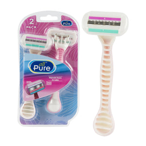 2 Piece All Pure 3 Blade Pink Razor