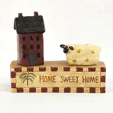 Word Block Figurine-Sheep with House-Home Sweet Home