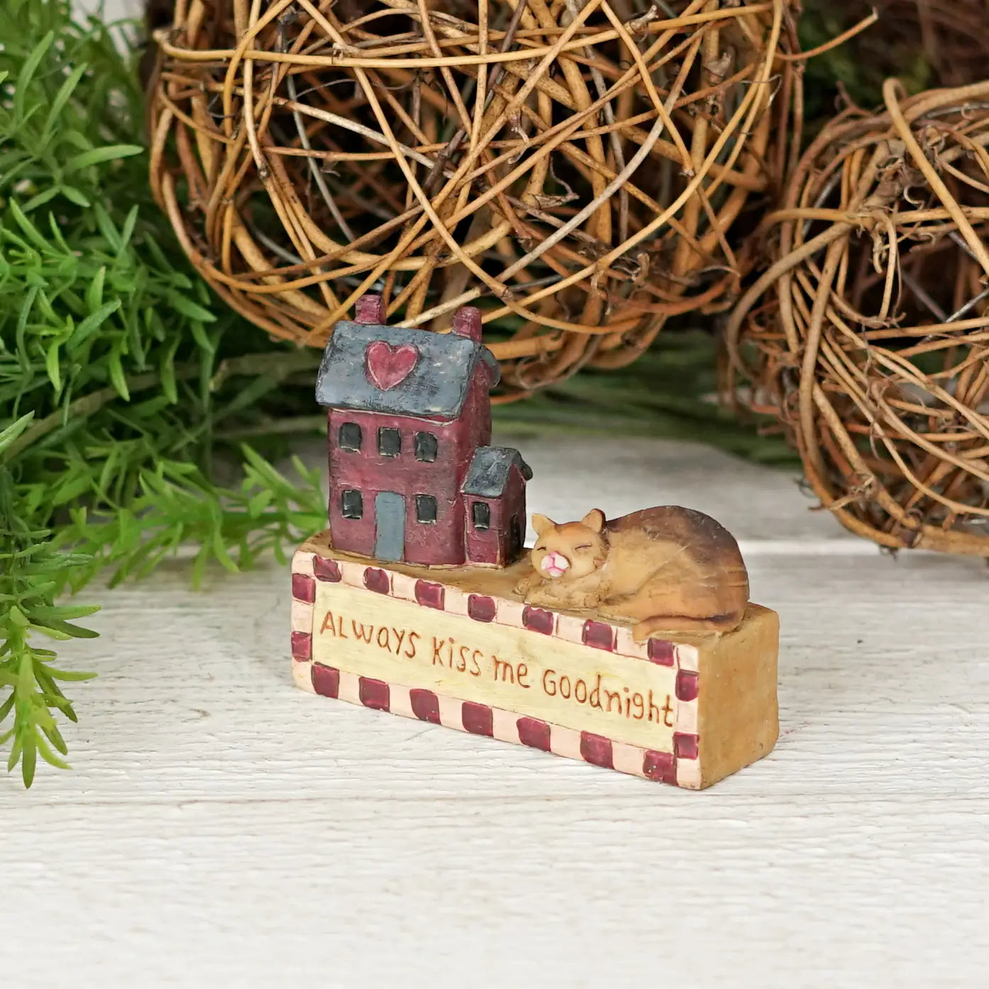 Word Block Figurine-Cat-Always Kiss Me Goodnight