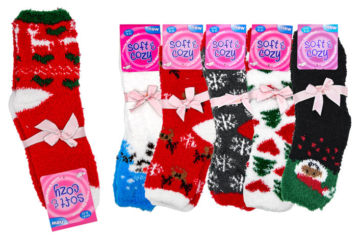 CHRISTMAS FUZZY SOCKS (1 PAIR)