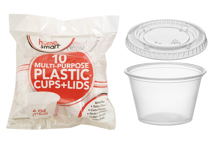 PLASTIC CUPS WITH LIDS (4 OZ.) (10 CT)