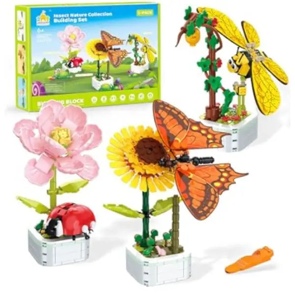 Insect Nature Collection - #Green.Box - 614PC STEM Building Block Kit - Builds 3 Designs