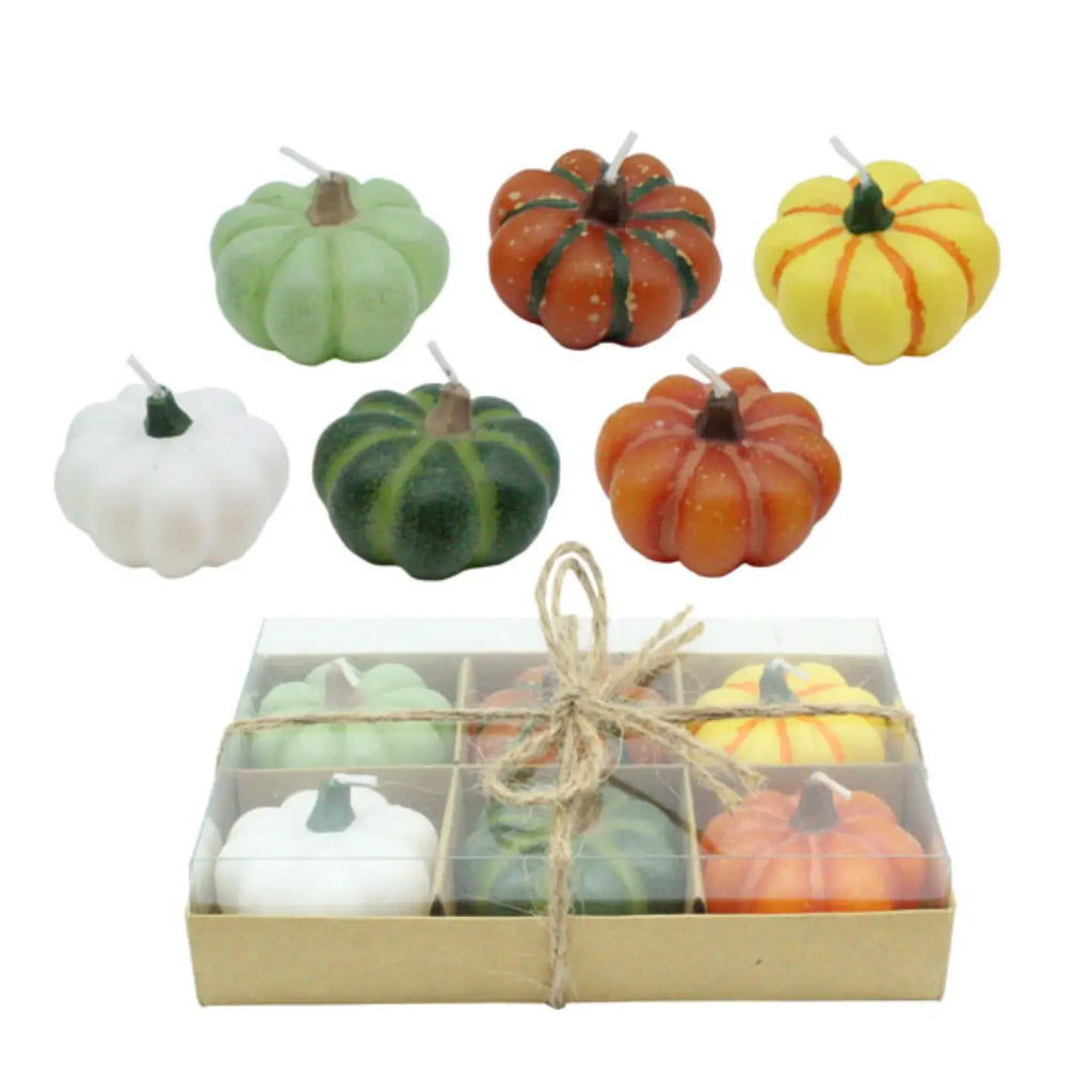 Set of 6 Wax Pumpkin Candles Fall Home Decor