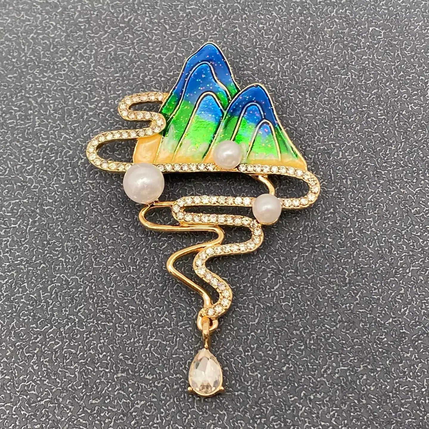 Chinese Style Landscape Painting Brooch
