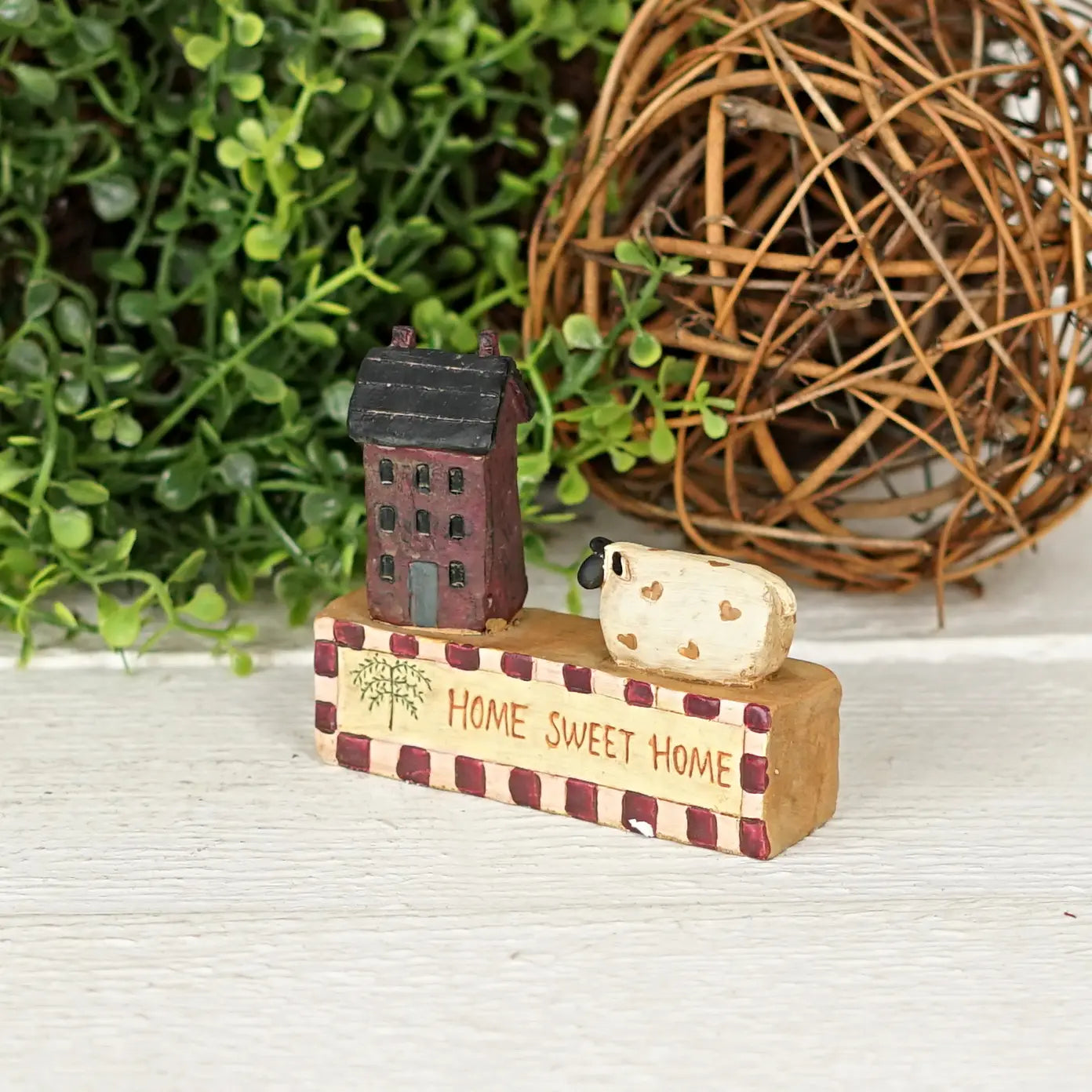 Word Block Figurine-Sheep with House-Home Sweet Home