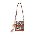 Decorative Accent Shoulder Bag -Bunny Key Chain, Navy Blue