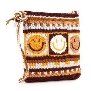 Crochet Design Happy Crossbody Sling-Coffee