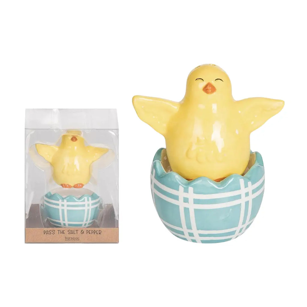Transpac Ceramic Easter Chick & Egg Salt and Pepper Set of 2 Home Decorations Easter